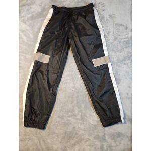 Nuheel Mens Black White Colorblock Track Pants Reflective Joggers Size L
